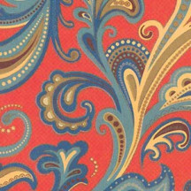 Bold Orange Paisley and Swirl Italian Paper ~ Kartos Italy